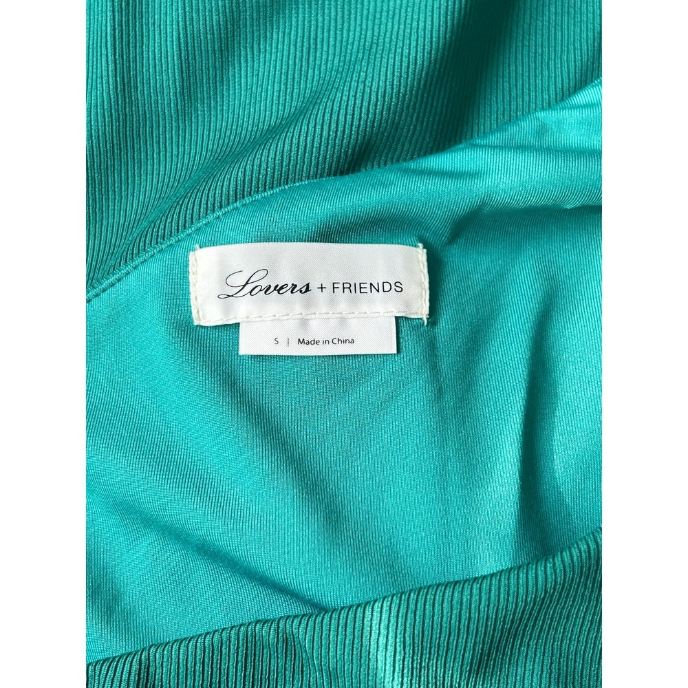 Lovers + Friends Shelby One Shoulder Mini Dress Hunter Green Ribbed Size S - Picture 5 of 6